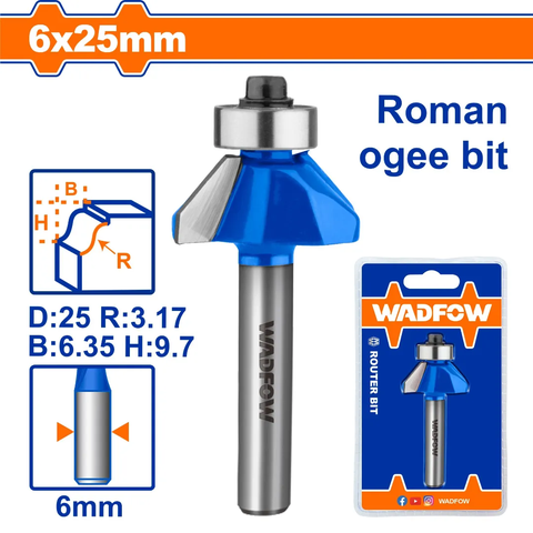 Mũi phay gỗ đánh chỉ cổ điển 6x6x25mm Wadfow  WRG5402