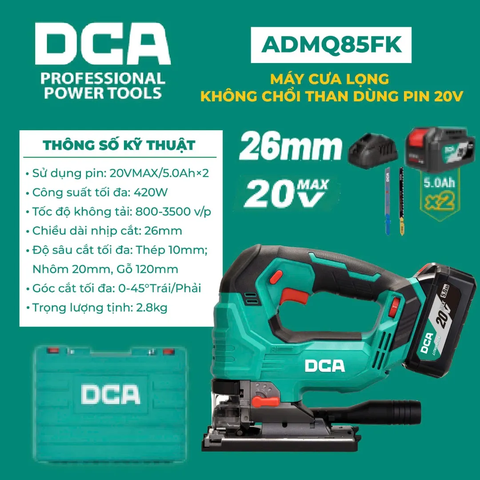 Máy cưa lọng không chổi than dùng pin 20V-DCA-ADMQ85FK