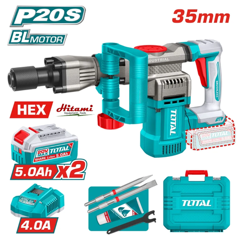 Máy đục bê tông không chổi than dùng pin 20V-TOTAL-TDBLI203582
