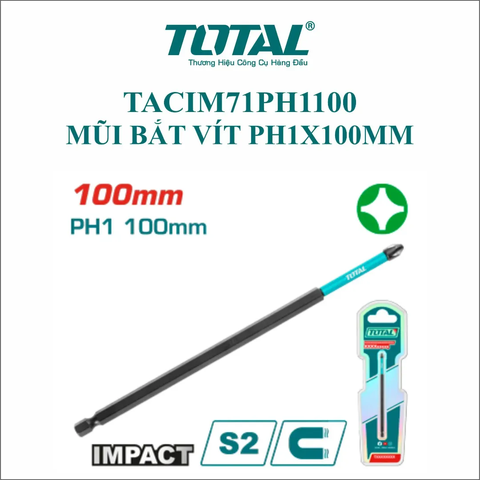 Mũi bắt vít PH1x100mm-TOTAL-TACIM71PH1100