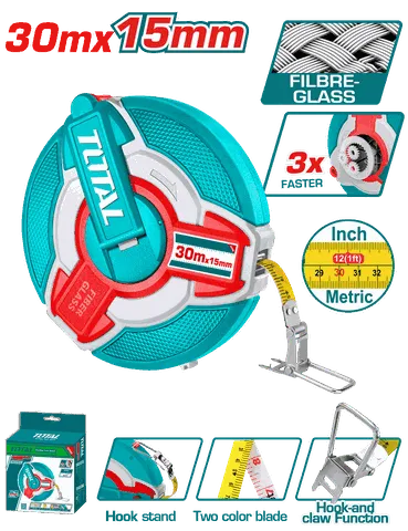 Thước dây sợi thủy tinh 30mx15mm-TOTAL-TMTF18306