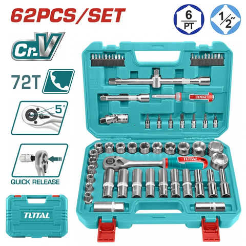 Bộ 62 đầu tuýp 1/2"-TOTAL-THT121602