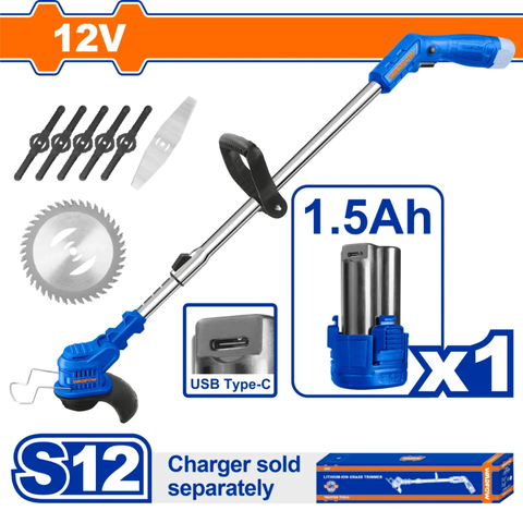 Máy cắt cỏ dùng pin 12V (không kèm dây & đầu sạc) Wadfow  WGTS512