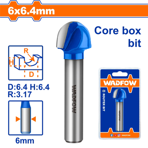 Mũi phay gỗ đầu tròn 6x6x6.4mm Wadfow  WRG8401