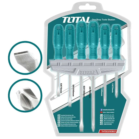 Bộ 6 tua vít dẹp và bake -TOTAL-THTDC250601
