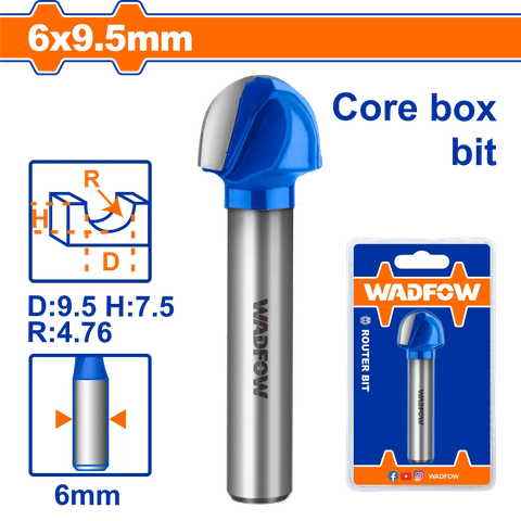 Mũi phay gỗ đầu tròn 6x6x9.5mm Wadfow  WRG8403