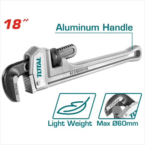 Mỏ lết răng tay cầm nhôm 18" (450mm) -TOTAL-THTAL17186