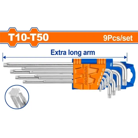 Bộ 9 chìa lục giác sao dài T10-T50-Wadfow WHK3292