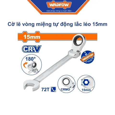 Cờ lê vòng miệng tự động lắc léo 15mm-Wadfow WSA6115