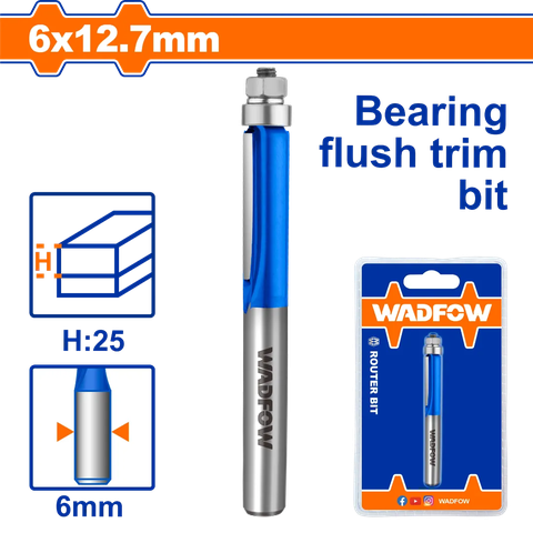 Mũi phay gỗ thẳng bi dưới 6x6x12.7mm Wadfow  WRG7404