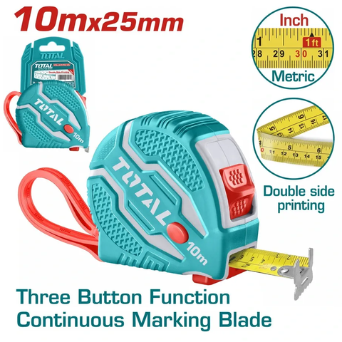 Thước kéo thép nền vàng
(10m x 25mm) -TOTAL-TMT126101