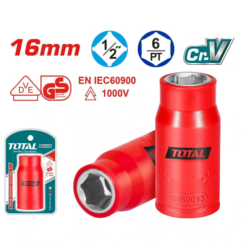 Đầu tuýp lục giác cách điện 1/2" 16mm -TOTAL-THIHAST12161