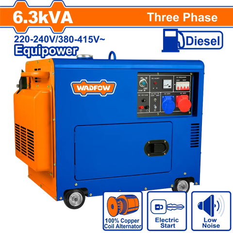 Tổ máy phát điện diesel không ồn 6300W Wadfow WDG2A50DT