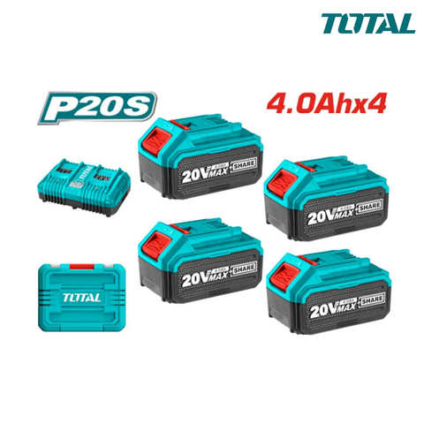 Bộ 4 pin và 
1 sạc P20S-TOTAL-TFBCLI20244