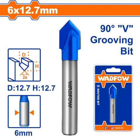 Mũi phay gỗ cắt rãnh V 6x12.7mm Wadfow  WRG2404
