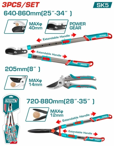 Bộ combo 3 kéo làm vườn-TOTAL-THT1593301