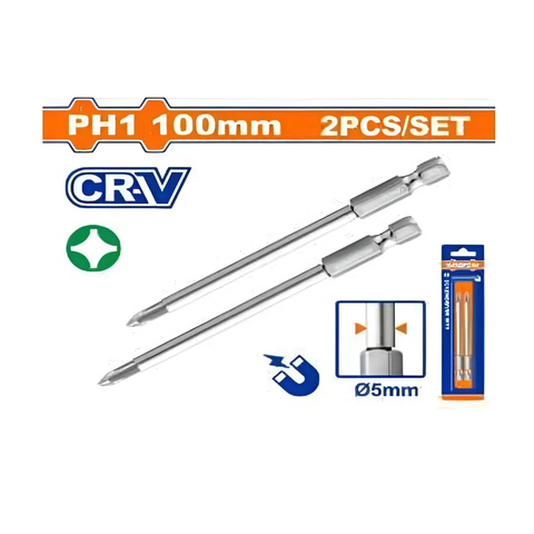 Bộ 2 mũi vít bake nối dài PH1x100mm-Wadfow WSV9KPH1