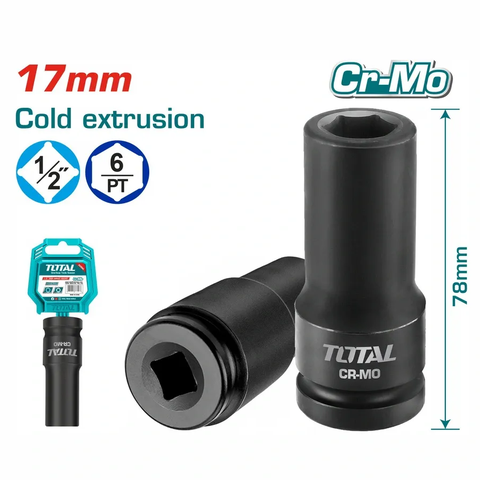 Đầu tuýp tác động sâu 1/2 inch 17mm -TOTAL-THDIS12172L