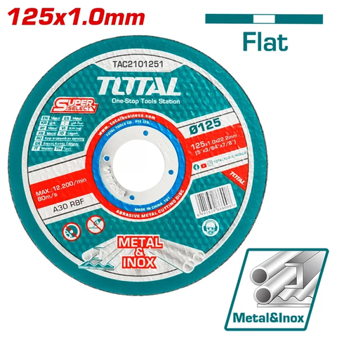 Đĩa cắt 
kim loại 
125mm -TOTAL-TAC2101251