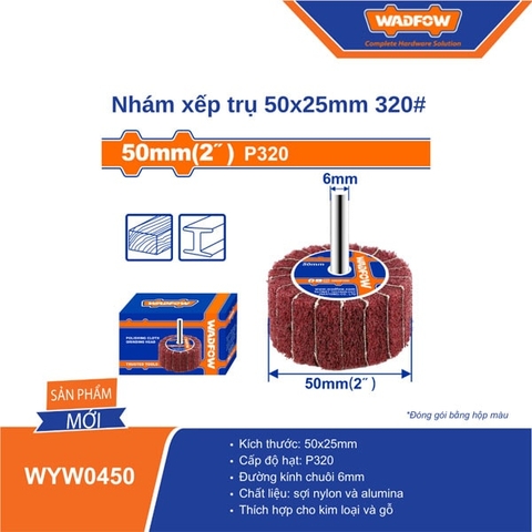 Nhám xếp trụ 50x25mm 320# Wadfow  WYW0450