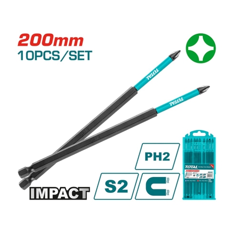 Bộ 10 mũi bắt vít 
PH2 x200mm-TOTAL-TACIM16PH285