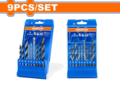Bộ 9 Mũi khoan gỗ, xoắn ốc, bê tông WADFOW WTD6B01