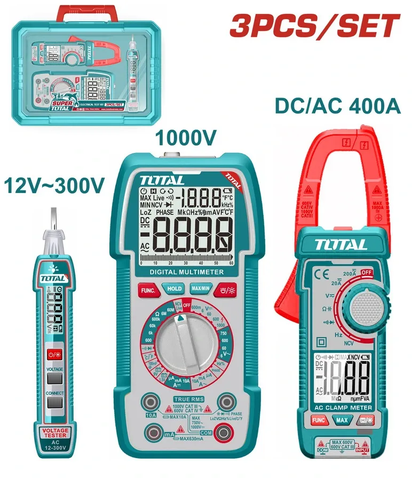 Bộ combo bút thử điện THTS33001 & đồng hồ vạn năng kỹ thuật số TMT5310002 & kềm đo AC kỹ thuật số TMT762002-TOTAL-TOS24067