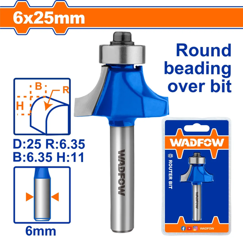 Mũi phay gỗ vát mép 6x6x25mm Wadfow  WRG6405