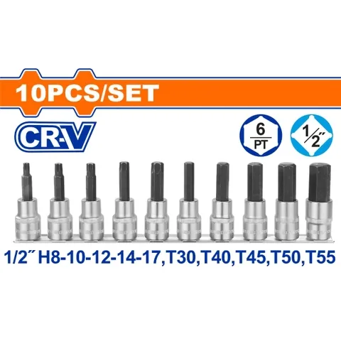 Bộ 12 đầu tuýp1/2" ra đầu vít lụ giác, sao-Wadfow WST1412