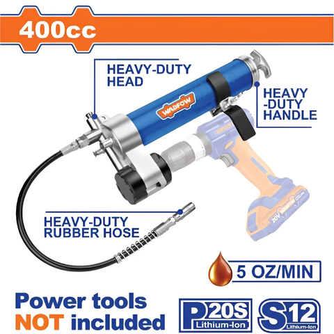 Dụng cụ bơm mỡ sử dụng máy khoan pin có giá đỡ 400cc-Wadfow WGG5540