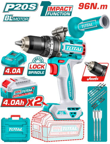 Máy khoan búa không chổi than dùng pin 20V-TOTAL-TIDLI209686