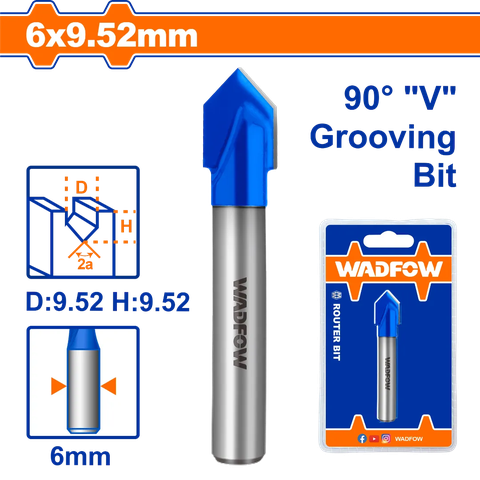 Mũi phay gỗ cắt rãnh V 6x9.5mm Wadfow  WRG2403