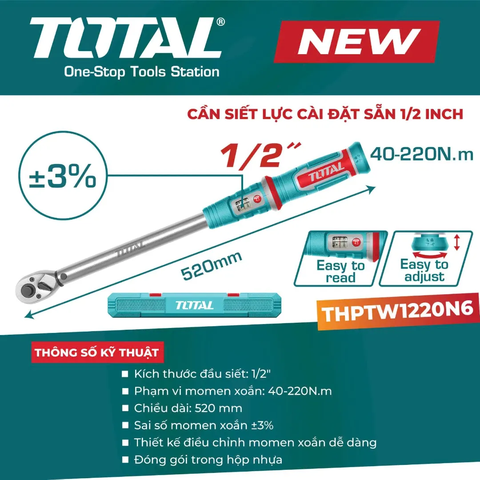 Cần siết lực cài đặt sẵn 1/2"-TOTAL-THPTW1220N6