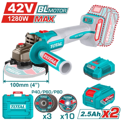 Máy mài góc không chổi than dùng pin 42V-TOTAL-TAGLI4128102