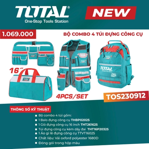Bộ combo 4 túi đựng công cụ -TOTAL-TOS230912