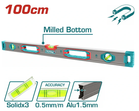 Thước thủy kèm theo nam châm hút 100cm -TOTAL-TMT210028M