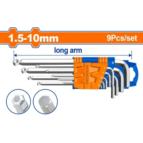 Bộ 9 chìa lục giác bi tròn 1.5-10mm-Wadfow WHK2291