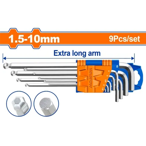 Bộ 9 chìa lục giác bi tròn dài 1.5-10mm-Wadfow WHK2292