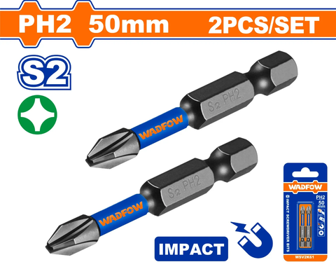 Bộ 2 Mũi bắt vít đóng PH2 50mm-Wadfow WSV2K61