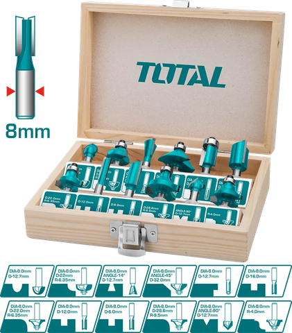Bộ 12 mũi phay gỗ (8mm) -TOTAL-TACSR1121