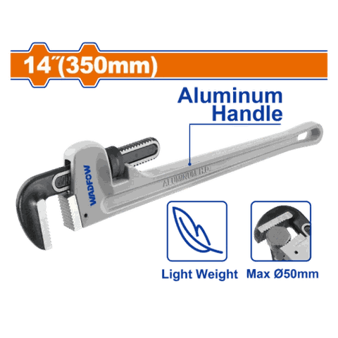 Mỏ lết mở ống tay cầm nhôm 350mm(14")-Wadfow WPW9114
