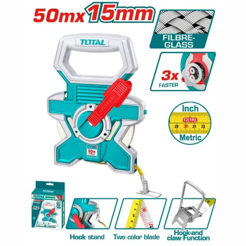Thước dây sợi thủy tinh 50mx15mm -TOTAL-TMTF18506