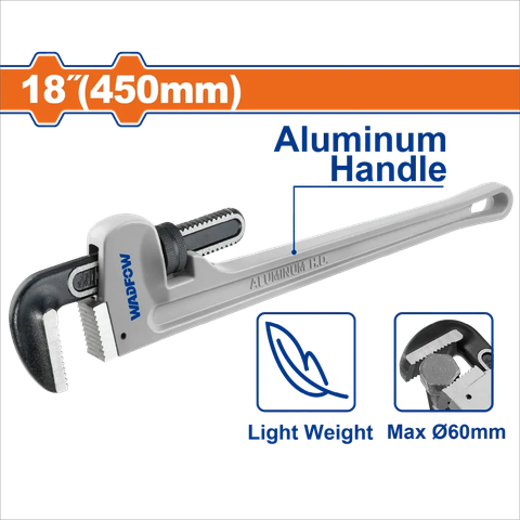 Mỏ lết mở ống tay cầm nhôm 450mm(18")-Wadfow WPW9118
