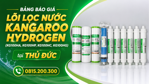 Bảng báo giá lõi lọc nước kangaroo hydrogen (kg100ha, kg100hp, kg100hc, kg100hg) tại Thủ Đức