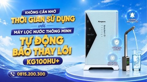 Không Cần Nhớ Thời Gian Sử Dụng Với Máy Lọc Nước Thông Minh Tự Động Báo Thay Lõi KG100HU+
