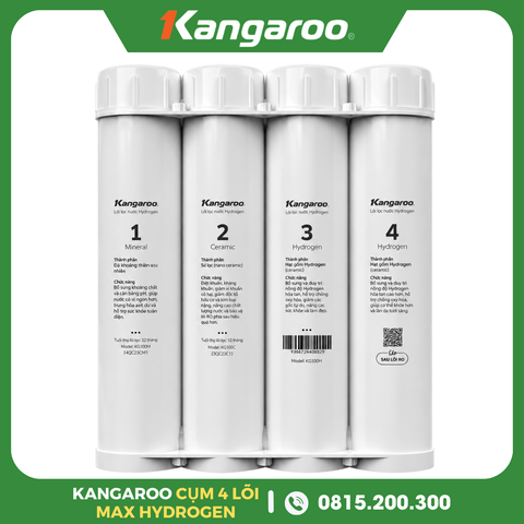 Bộ 4 Lõi Lọc Chức Năng Max Hydrogen Kangaroo