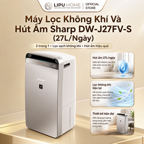 Máy lọc không khí và hút ẩm Sharp DW-J27FV-S 27 lít/ngày Chính hãng Bảo hành 12 tháng
