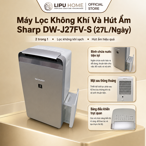 Máy lọc không khí và hút ẩm Sharp DW-J27FV-S 27 lít/ngày Chính hãng Bảo hành 12 tháng