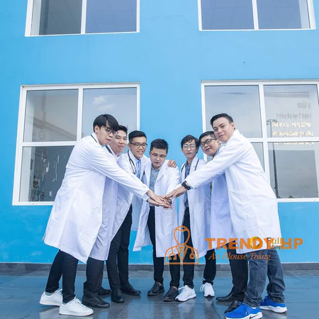 Áo Blouse trắng Nam Nữ dài tay áo blue trắng bác sĩ, dược sĩ, phòng thí nghiệm