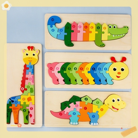 Đồ chơi gỗ tranh ghép hình -  xếp hình 3D cho trẻ  giáo dục sớm giáo dục trẻ bằng gỗ lắp ráp